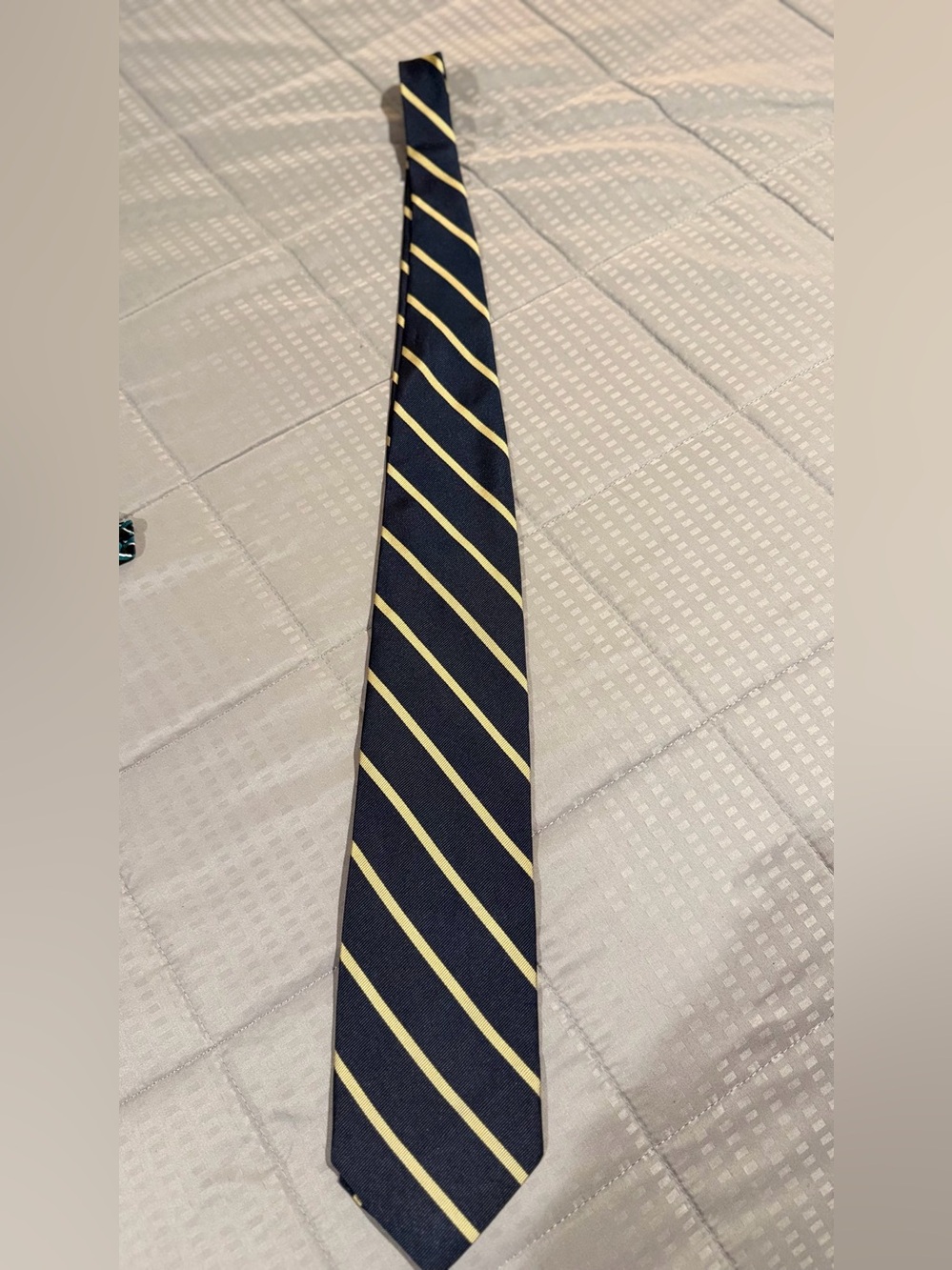 Jos. A. Bank Navy Tie with Yellow Diagonal Stripes